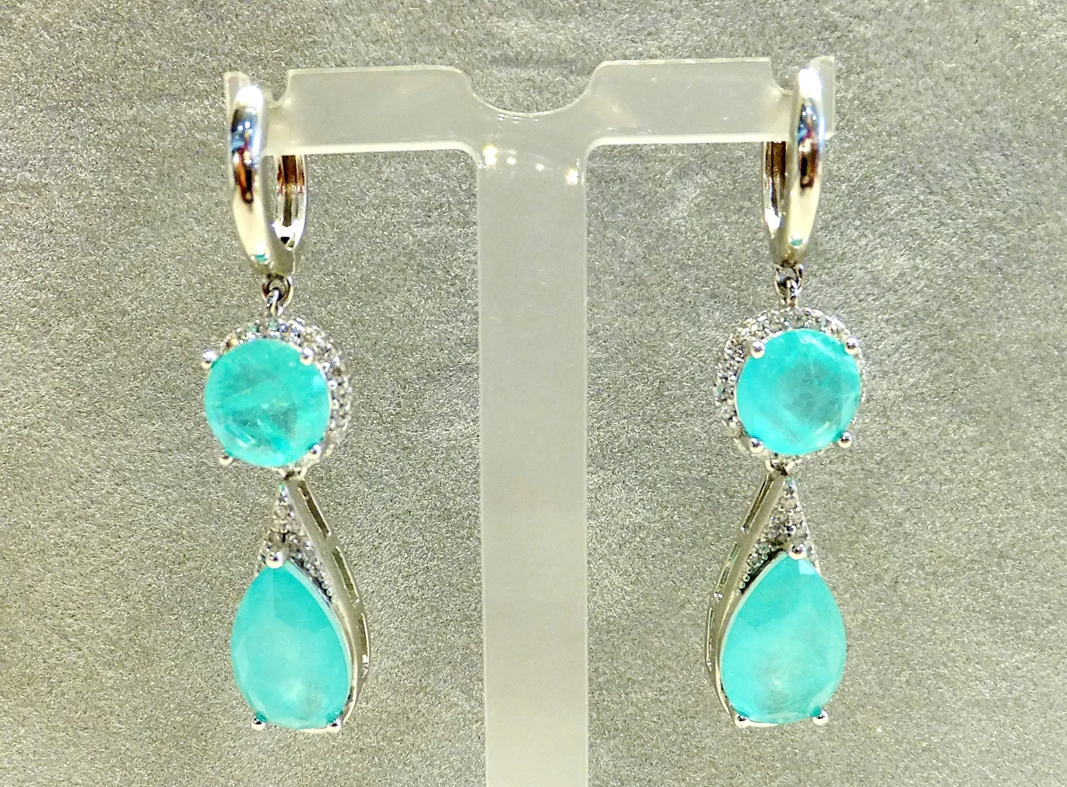 Blue Paraiba Tourmaline Teardrop Earrings