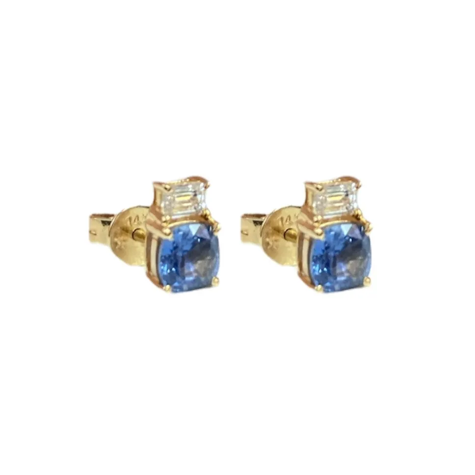 Blue Sapphire & Diamond Duo Earrings