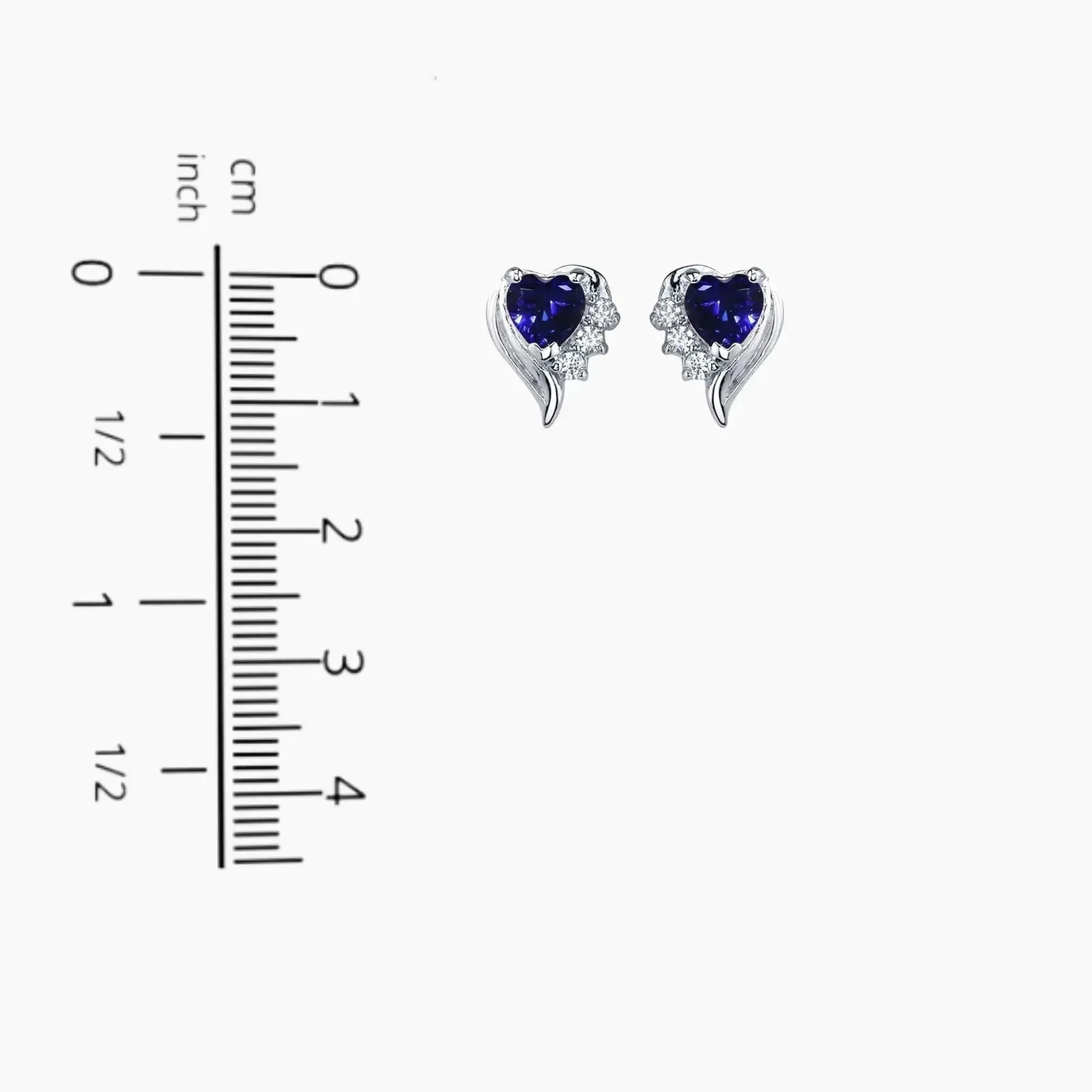 Blue Sapphire Heart Earrings Angel in Sterling Silver - Irosk®