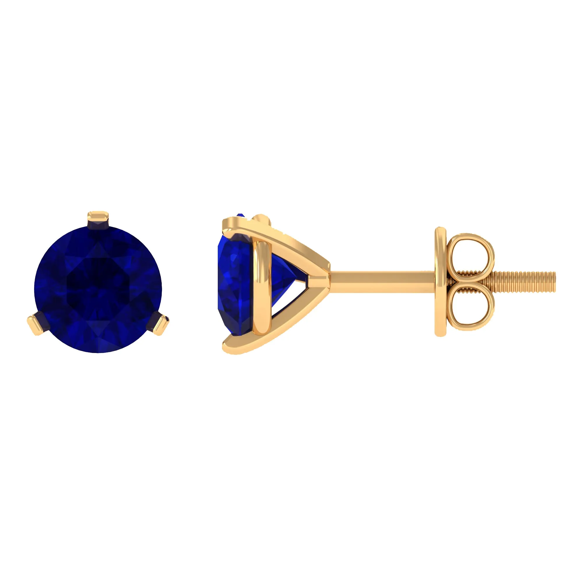 Blue Sapphire Solitaire Stud Earrings