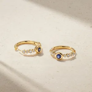 Bubbly Crescendo Sapphire and Diamond Mini Hoop Earrings