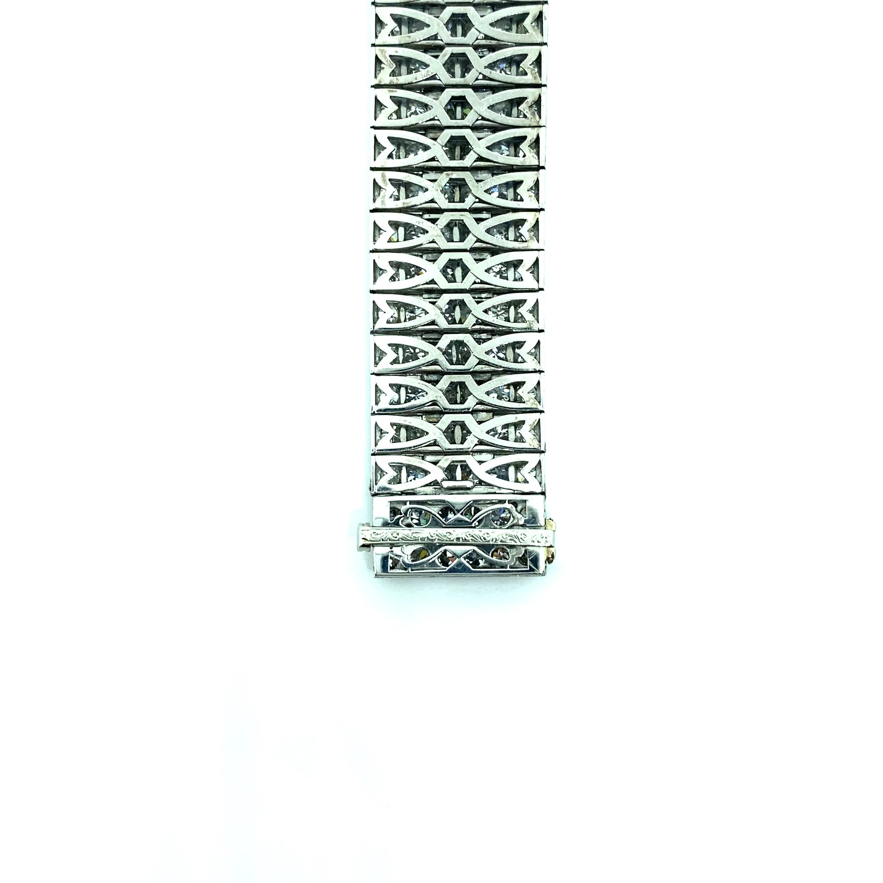 Bulgari Art Deco 30 Carat Diamond Engraved Platinum Tennis Bracelet