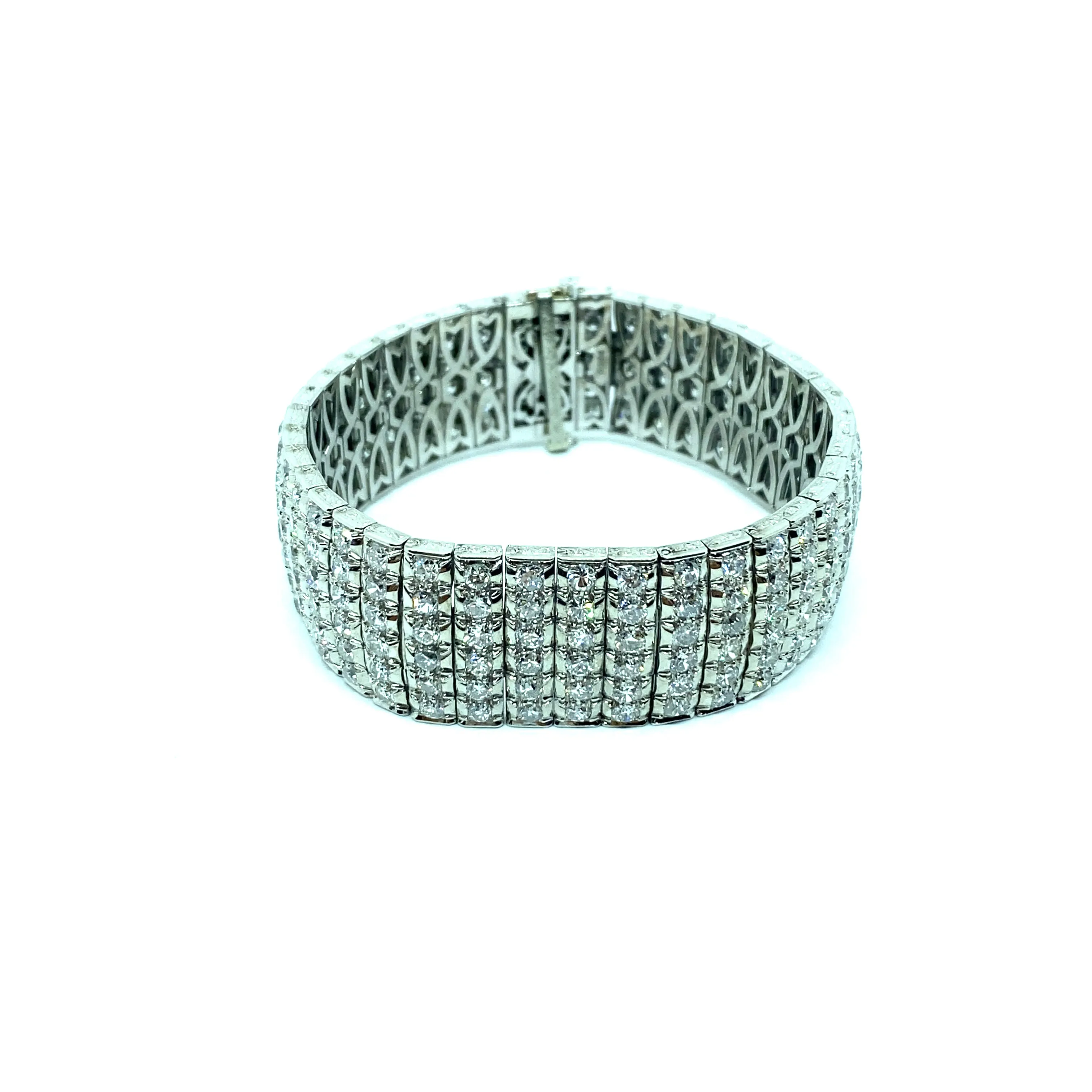 Bulgari Art Deco 30 Carat Diamond Engraved Platinum Tennis Bracelet