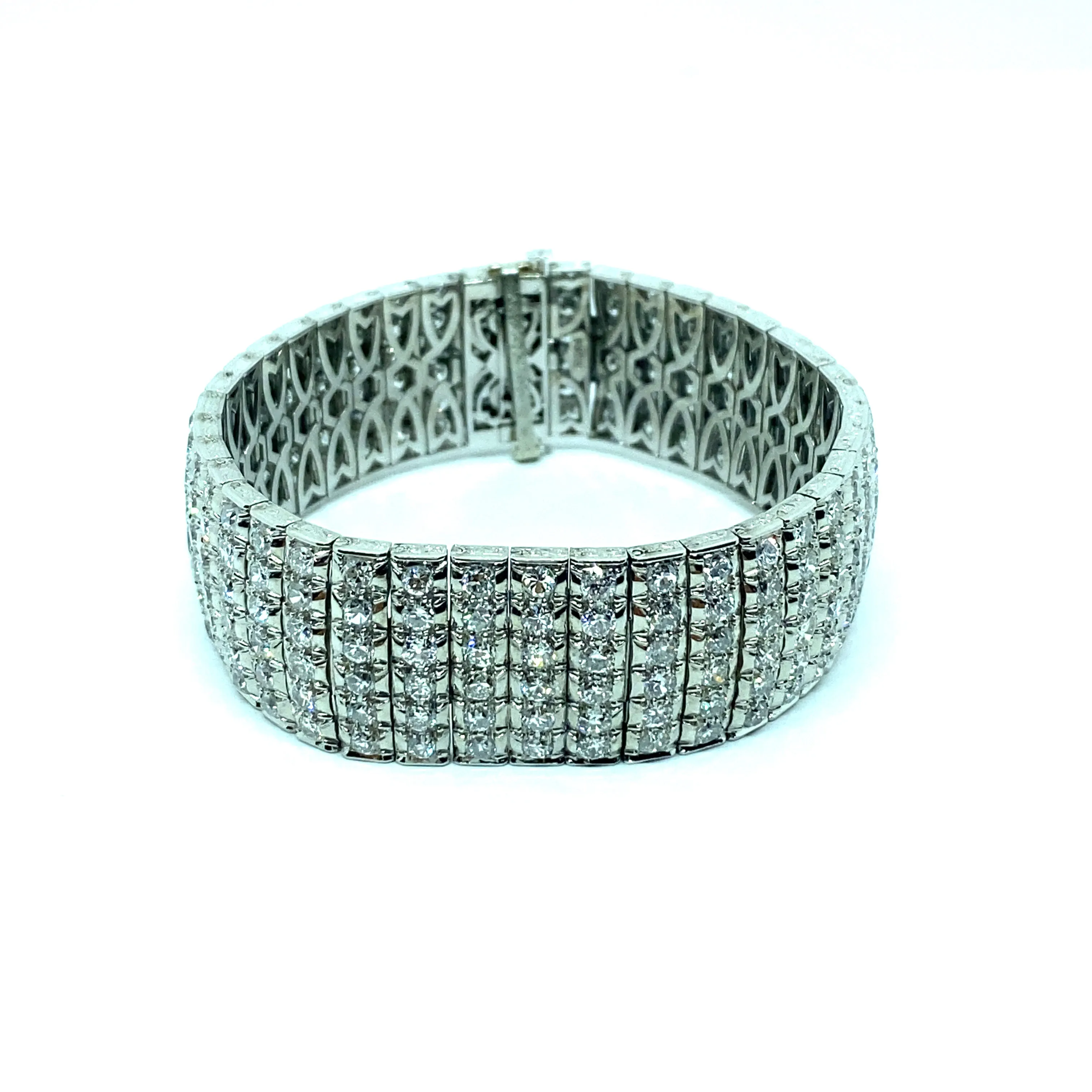 Bulgari Art Deco 30 Carat Diamond Engraved Platinum Tennis Bracelet