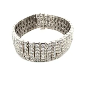 Bulgari Art Deco 30 Carat Diamond Engraved Platinum Tennis Bracelet