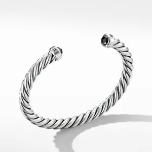 Cable Classic Cuff Bracelet with Black Diamonds