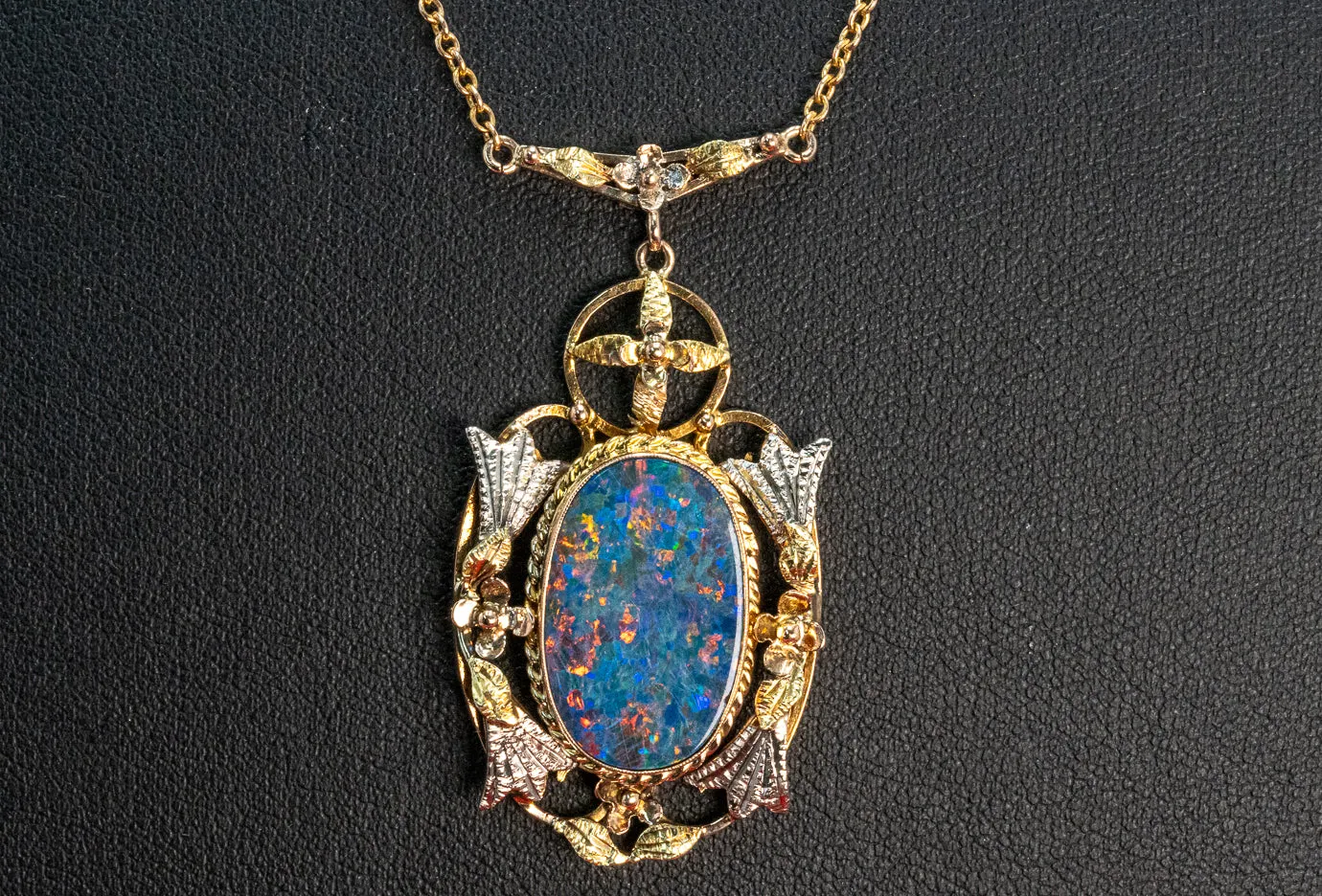 Captivating Yellow Gold Opal Doublet Necklace