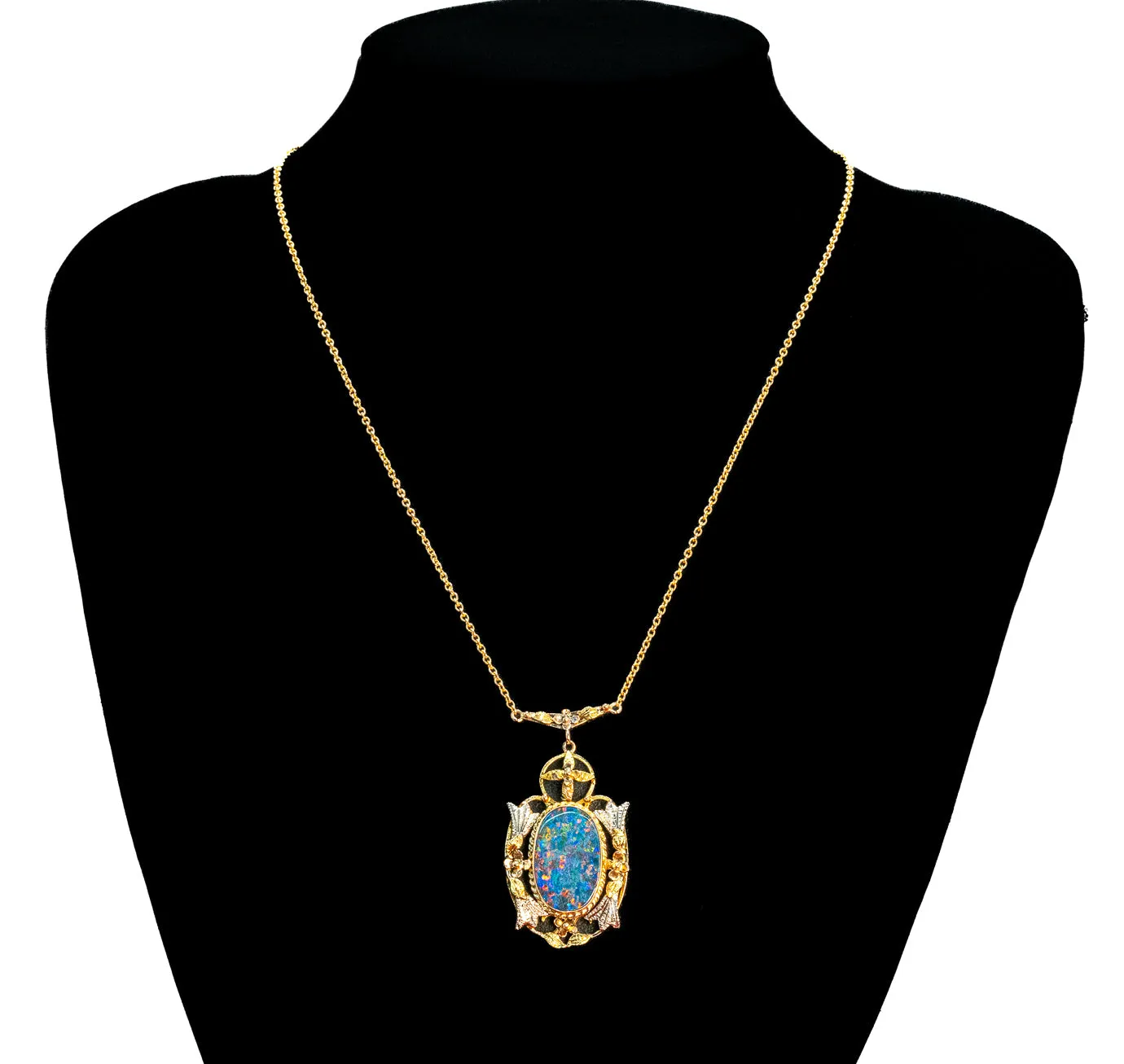 Captivating Yellow Gold Opal Doublet Necklace