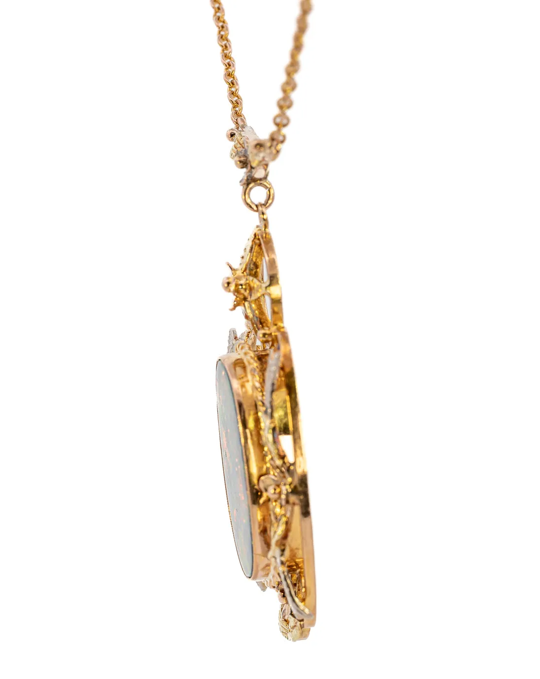 Captivating Yellow Gold Opal Doublet Necklace