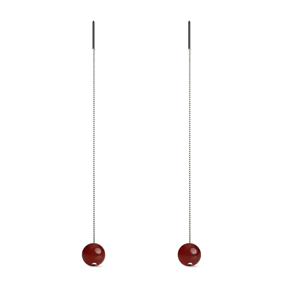 Carnelian | .925 Sterling Silver | Gemstone Chain Drop Threader Earrings