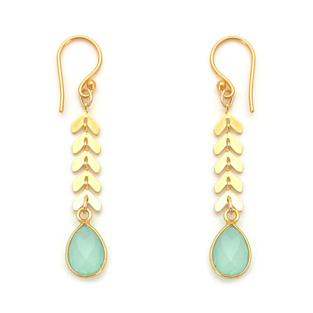 Cascade Drop Earrings - Aqua Chalcedony