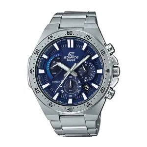 Casio Edifice Standard Chronograph Sporty Flat Bezel Design Silver Stainless Steel Band Watch EFR563D-2A EFR-563D-2A