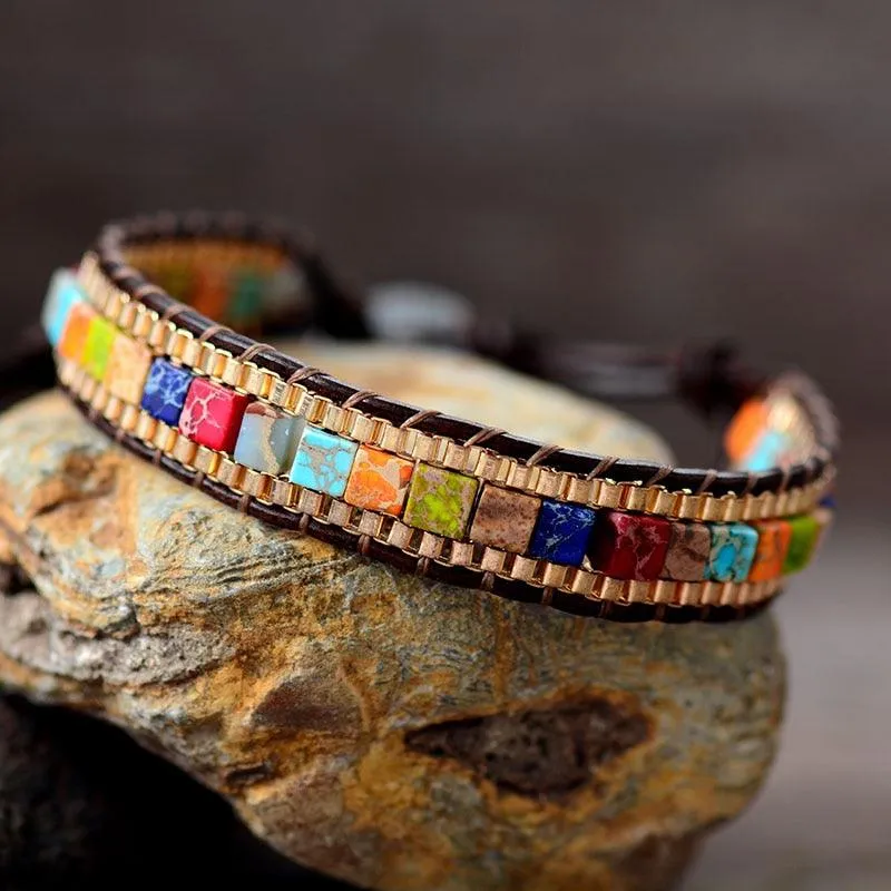 Chakra Jasper Cuff Bracelet