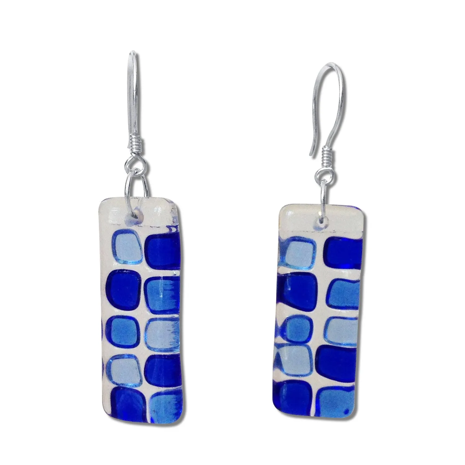 Checkerboard Glass Earrings - Black