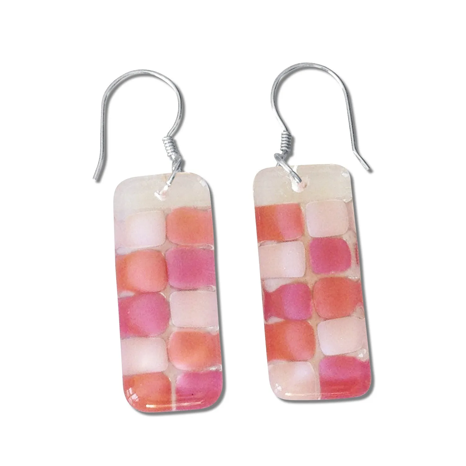 Checkerboard Glass Earrings - Black