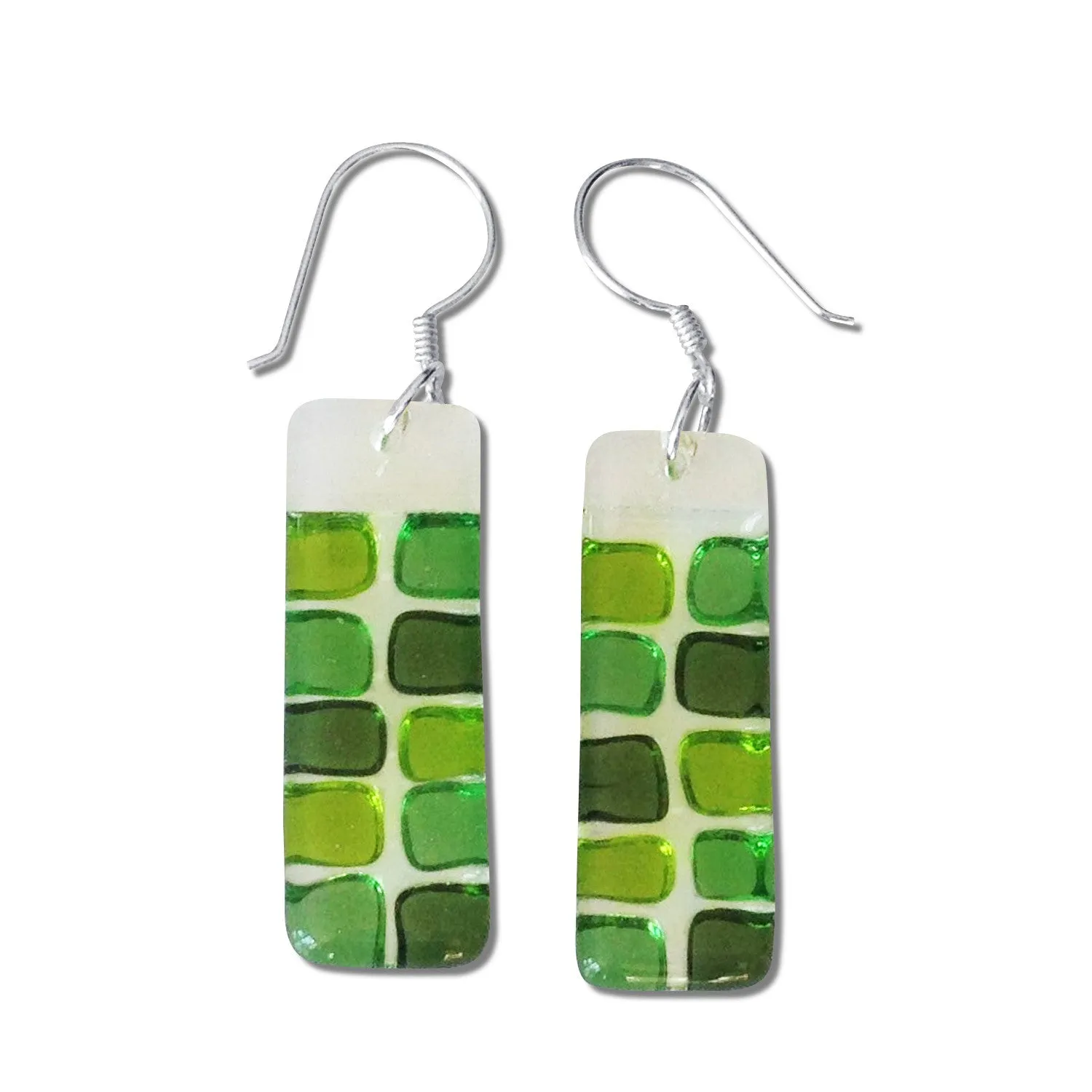 Checkerboard Glass Earrings - Black