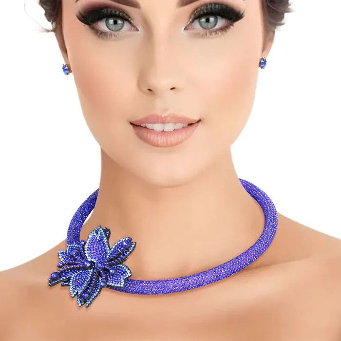 Choker Bling Pointed Flower Set for Women