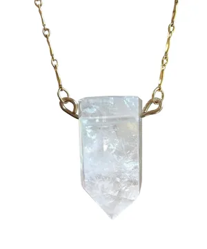 Chunky Clear Quartz Tower Necklace 14kt Gold filled