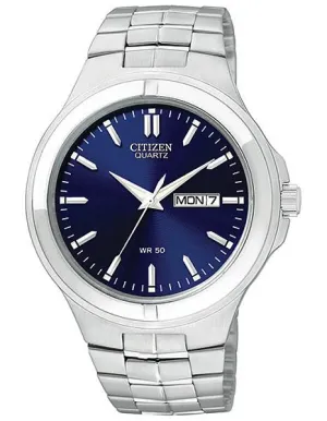 Citizen Quartz Mens Day/Date - Blue Dial with Steel Case & Bracelet - 50M WR