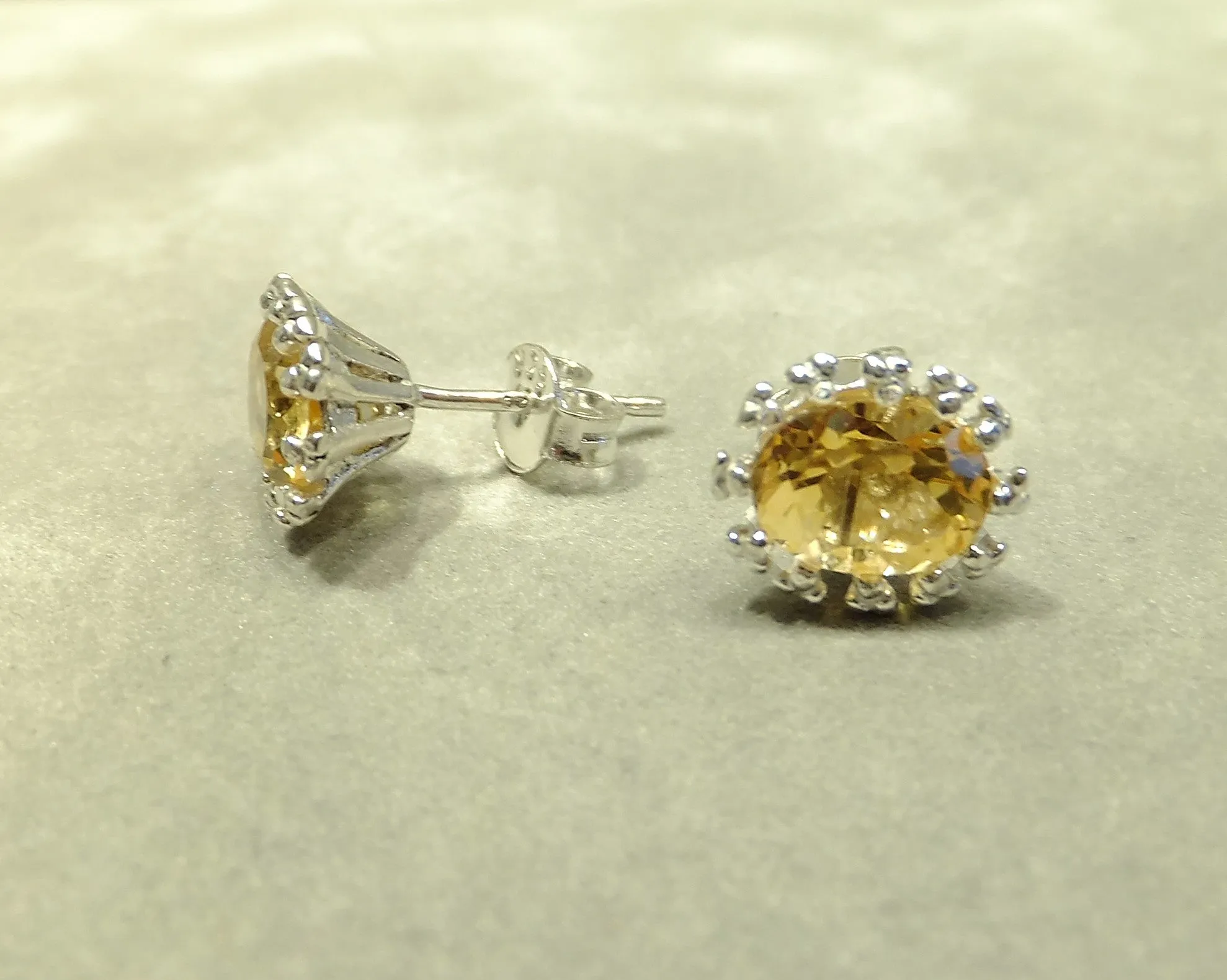 Citrine Genuine Gemstone Stud Earrings