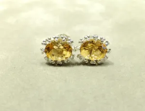 Citrine Genuine Gemstone Stud Earrings