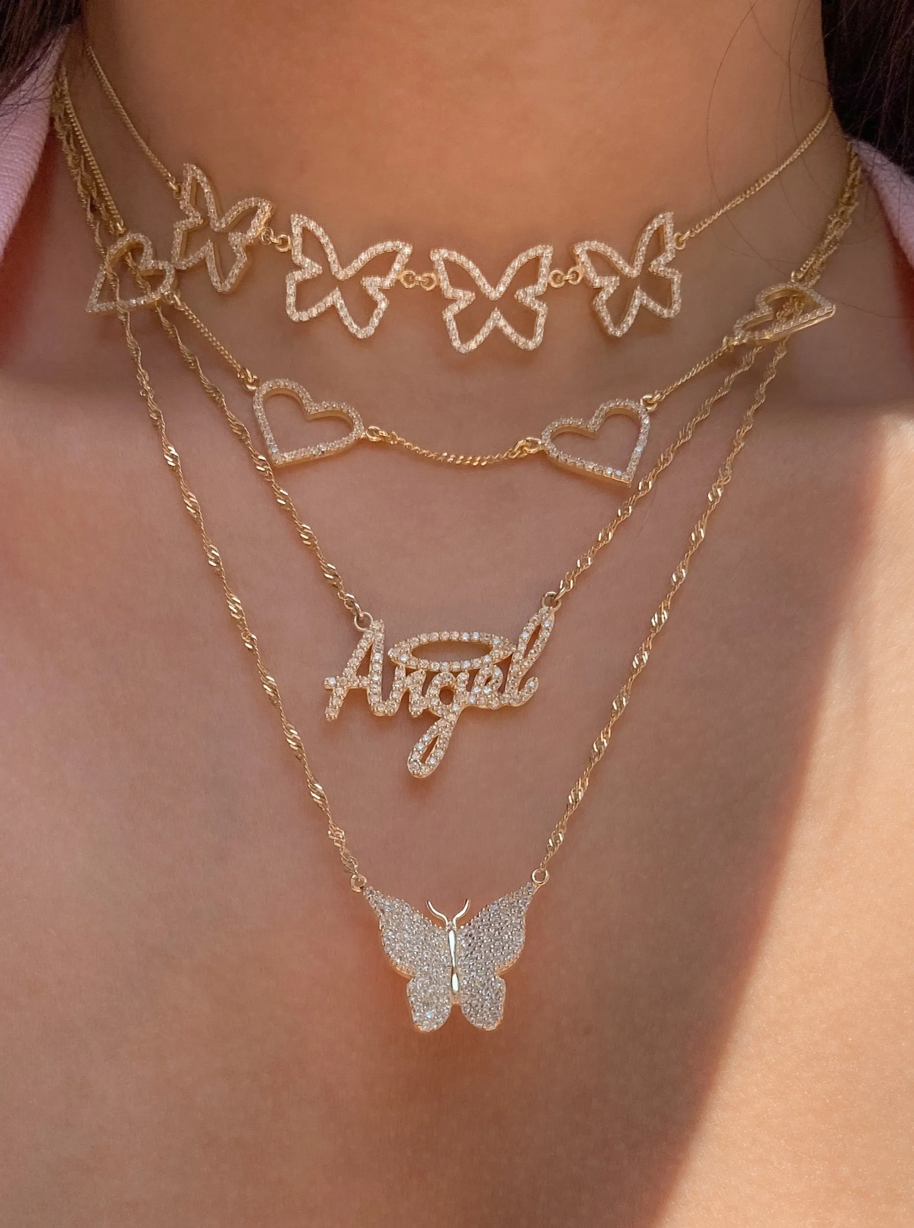 Clear Farasha Row Pavé Butterfly 925 Choker