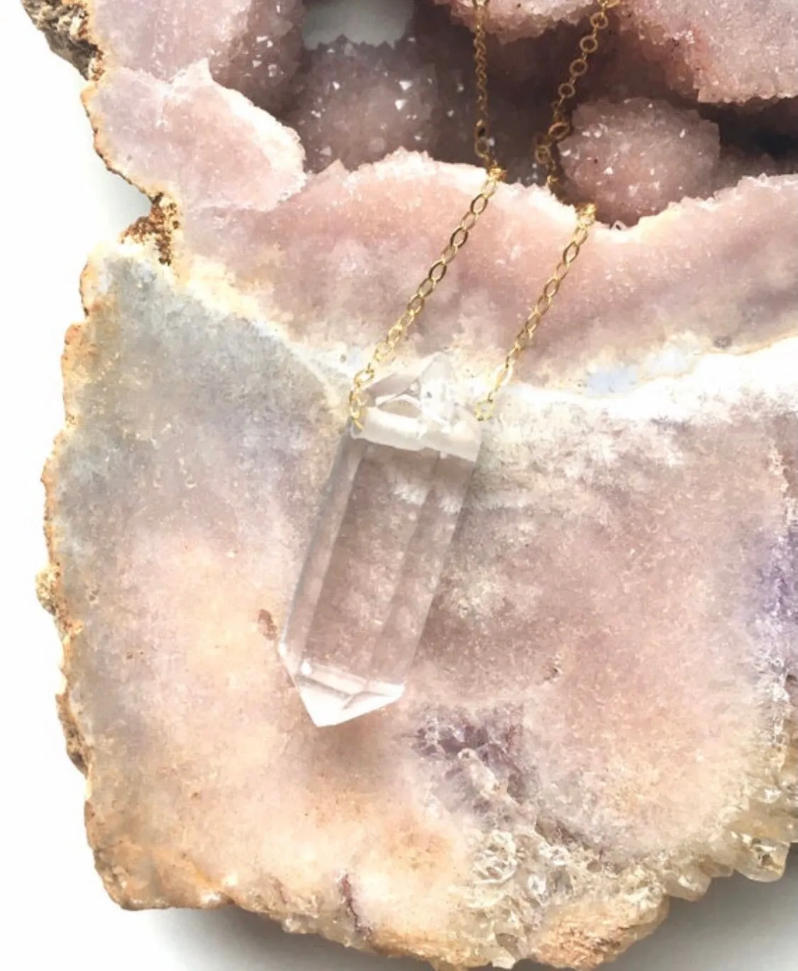 CLEAR QUARTZ NECKLACE • Raw Crystal Necklace - Crystal Healing Necklace - Quartz Jewelry