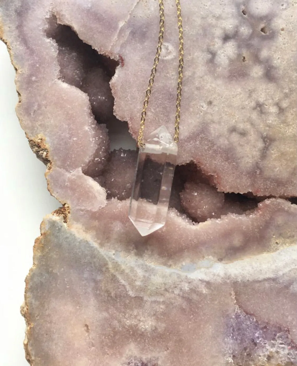 CLEAR QUARTZ NECKLACE • Raw Crystal Necklace - Crystal Healing Necklace - Quartz Jewelry