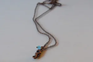 Copper Seahorse Necklace | Cute Sea Horse Charm Jewelry | Ocean Jewelry