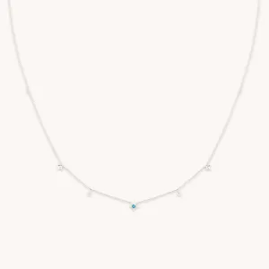 Cosmic Star Opal Charm Necklace in Solid White Gold