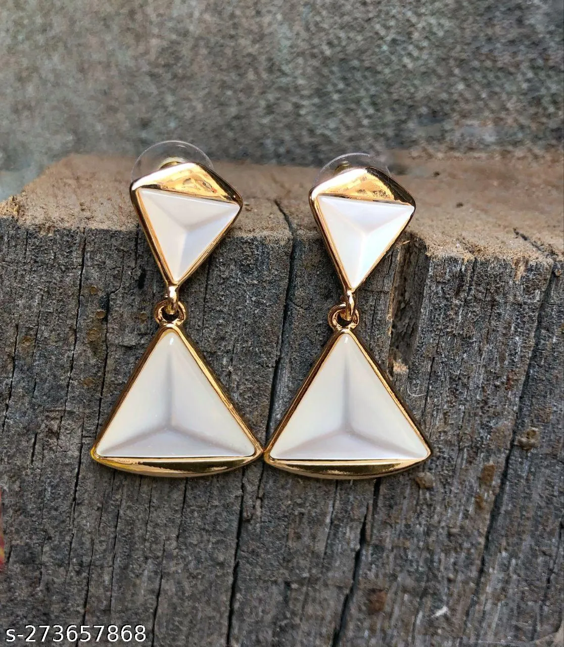 Cream Gemstone Quarts Triangle Sterling Drop Earrings For Women For Every Occasion