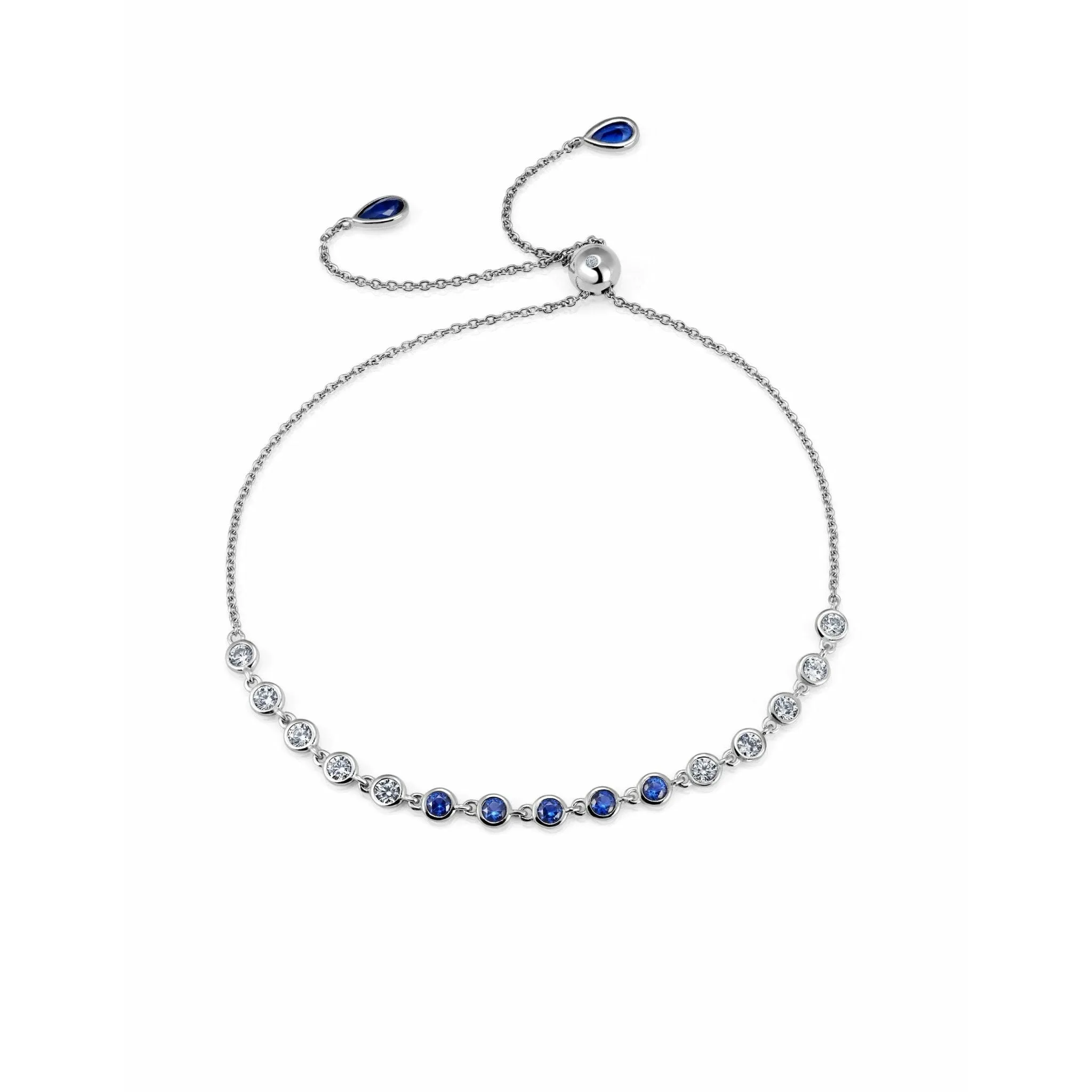 CRISLU Adjustable Sapphire Bezel Bracelet Finished in Pure Platinum