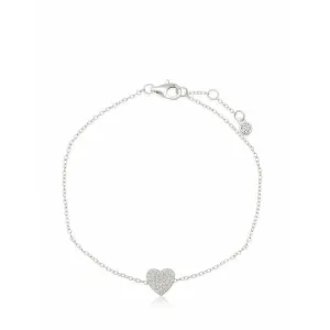 CRISLU Pave Heart Bracelet Finished in Pure Platinum