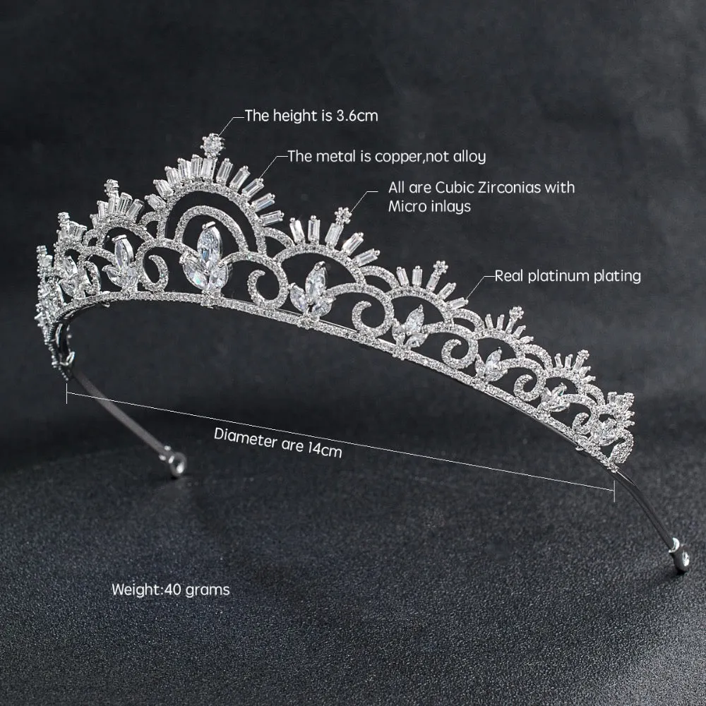 Cubic zircon wedding  bridal royal tiara diadem crown CH10125