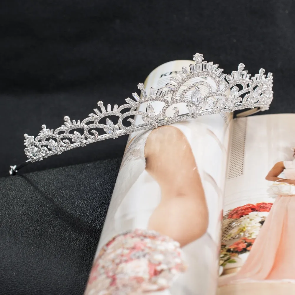 Cubic zircon wedding  bridal royal tiara diadem crown CH10125