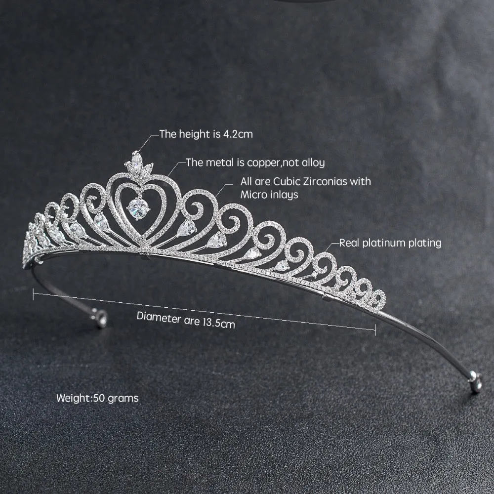 Cubic zircon wedding  bridal royal tiara diadem crown CH10143