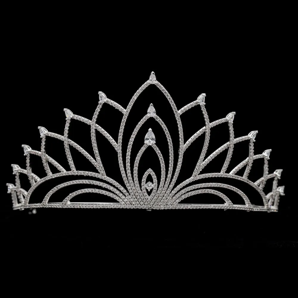 Cubic zircon wedding bridal tiara diadem hair jewelry TR16212