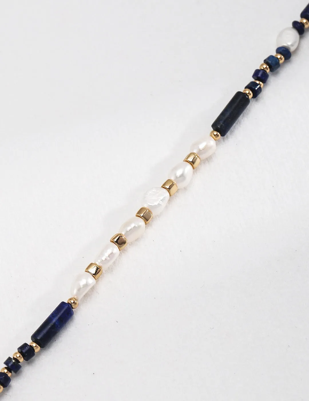 Dainty Lapis Lazuli Beaded With Pearl Necklace