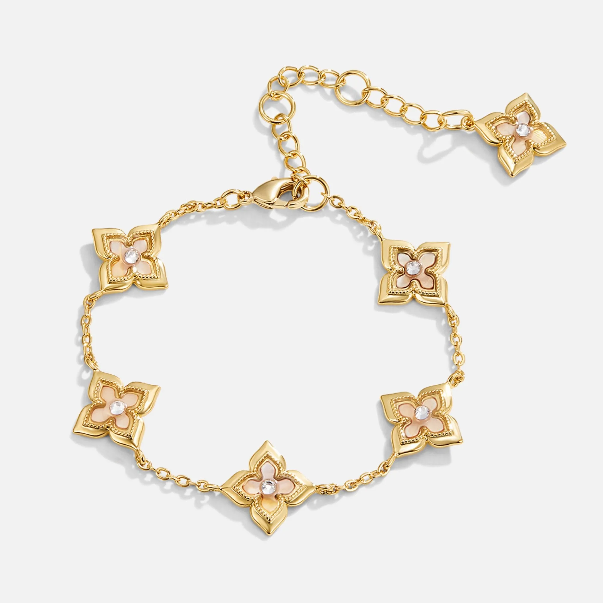 Dalia White Iris Clover Bracelet