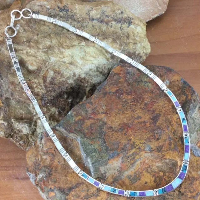 David Rosales Shalako Inlay Sterling Silver Necklace