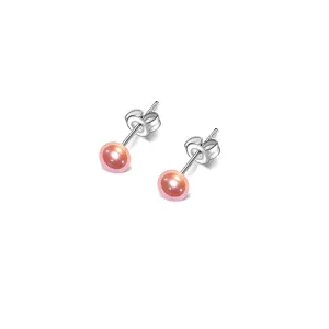 Delicate 5mm Freshwater Pearl Stud Earrings With 925 Silver Post And Butterflies