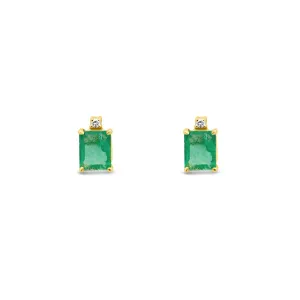 Diamond Accent Emerald Stud Earrings