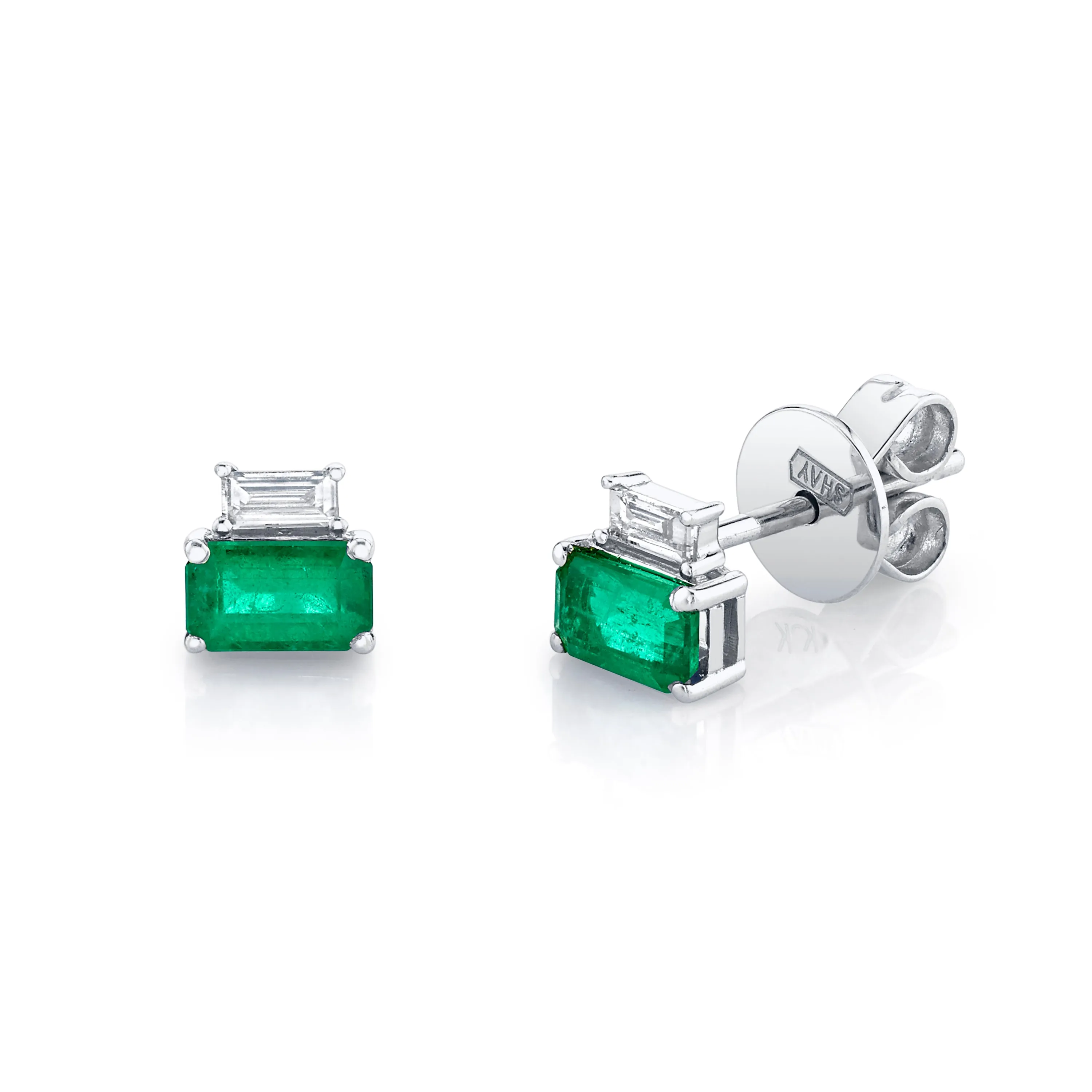 DIAMOND & EMERALD TWO STEP STUDS