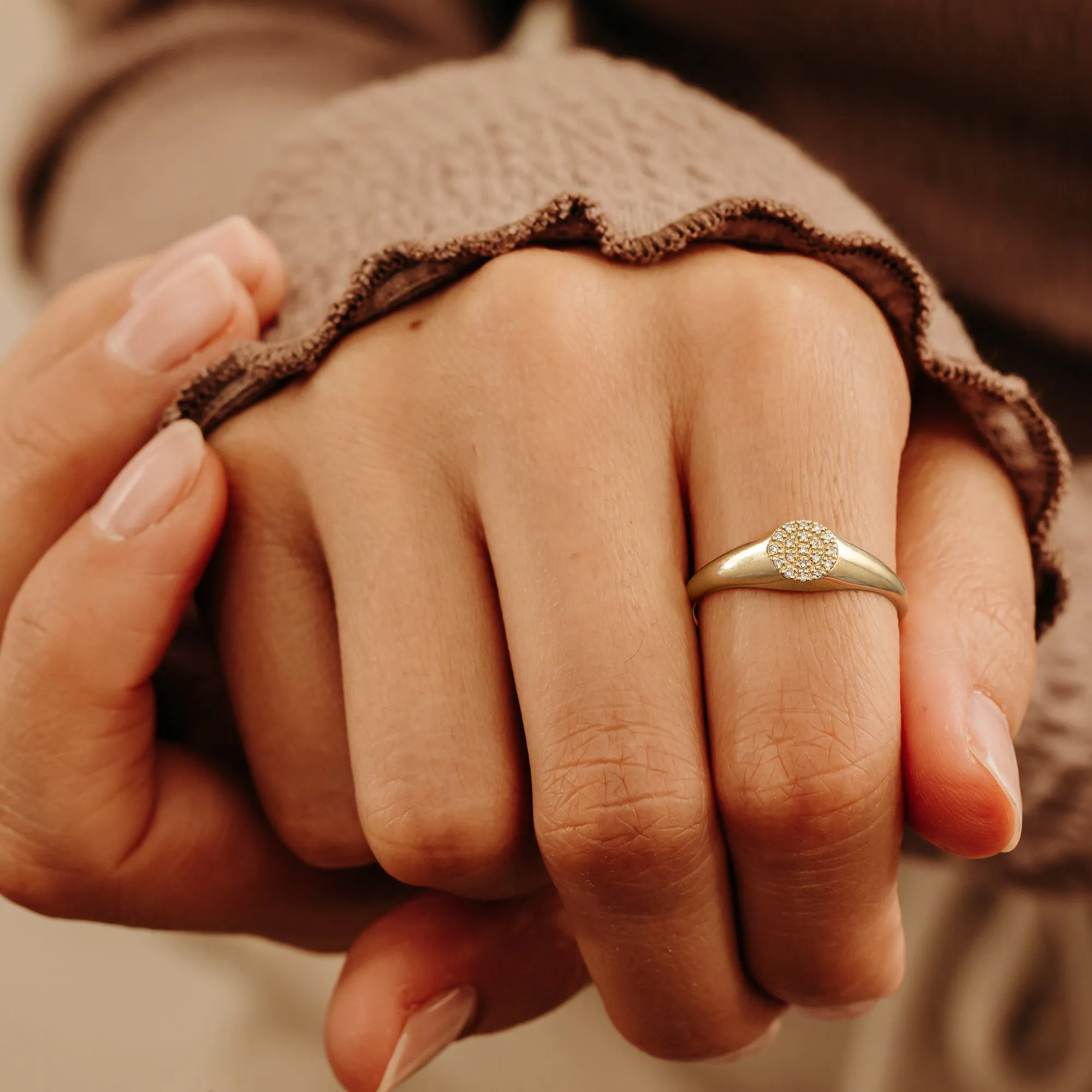 Diamond Circle Signet Ring, Monroe