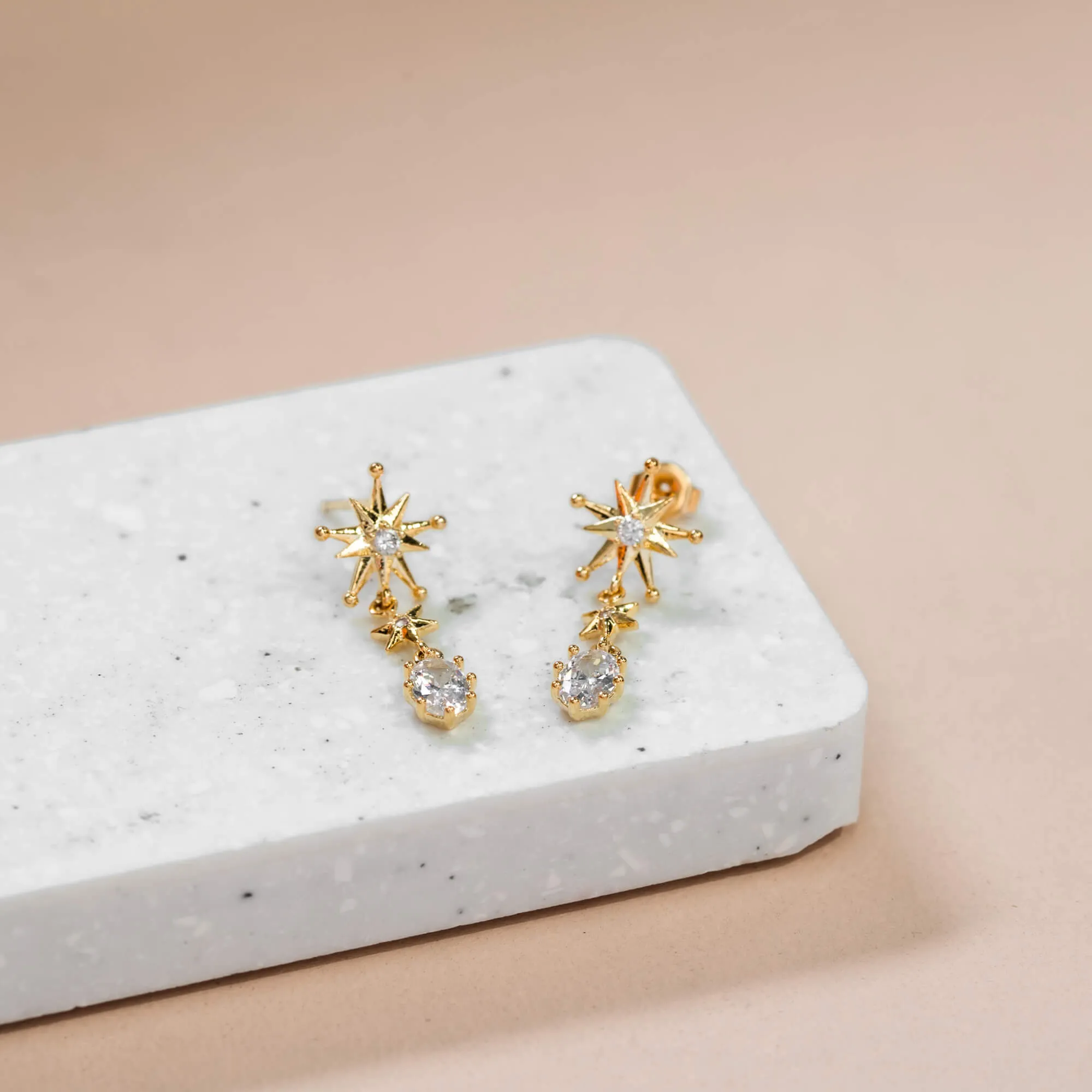 Drop Earring Diamante Evening Star Gold