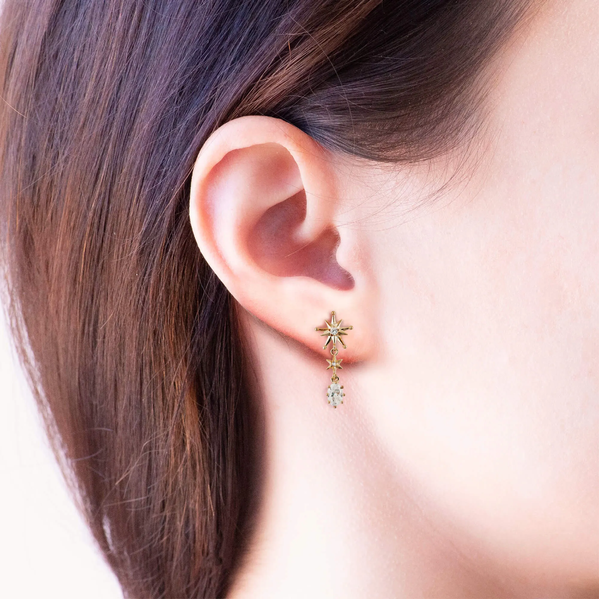 Drop Earring Diamante Evening Star Gold