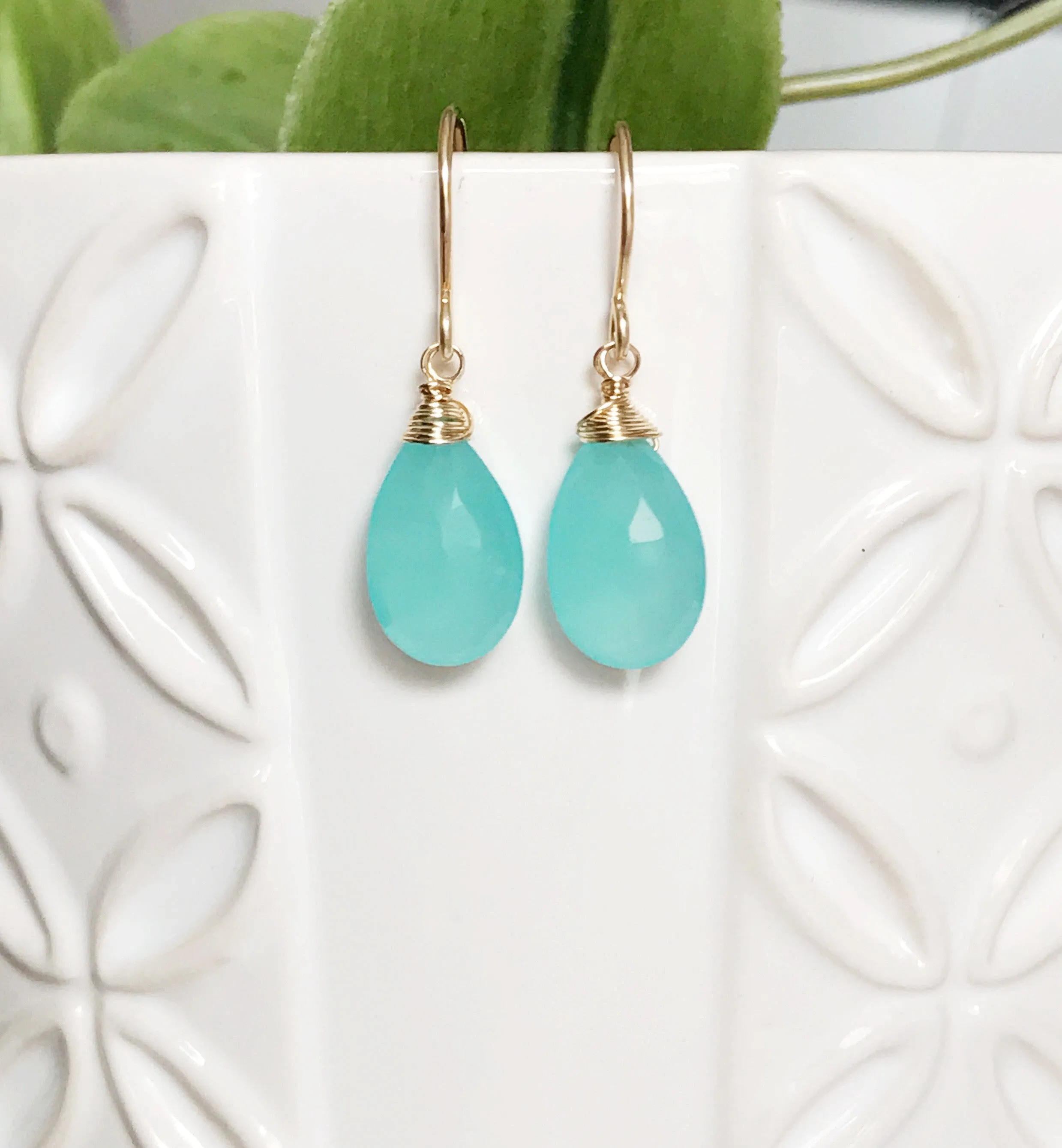 Earrings Nalani - aqua chalcedony ( E206)