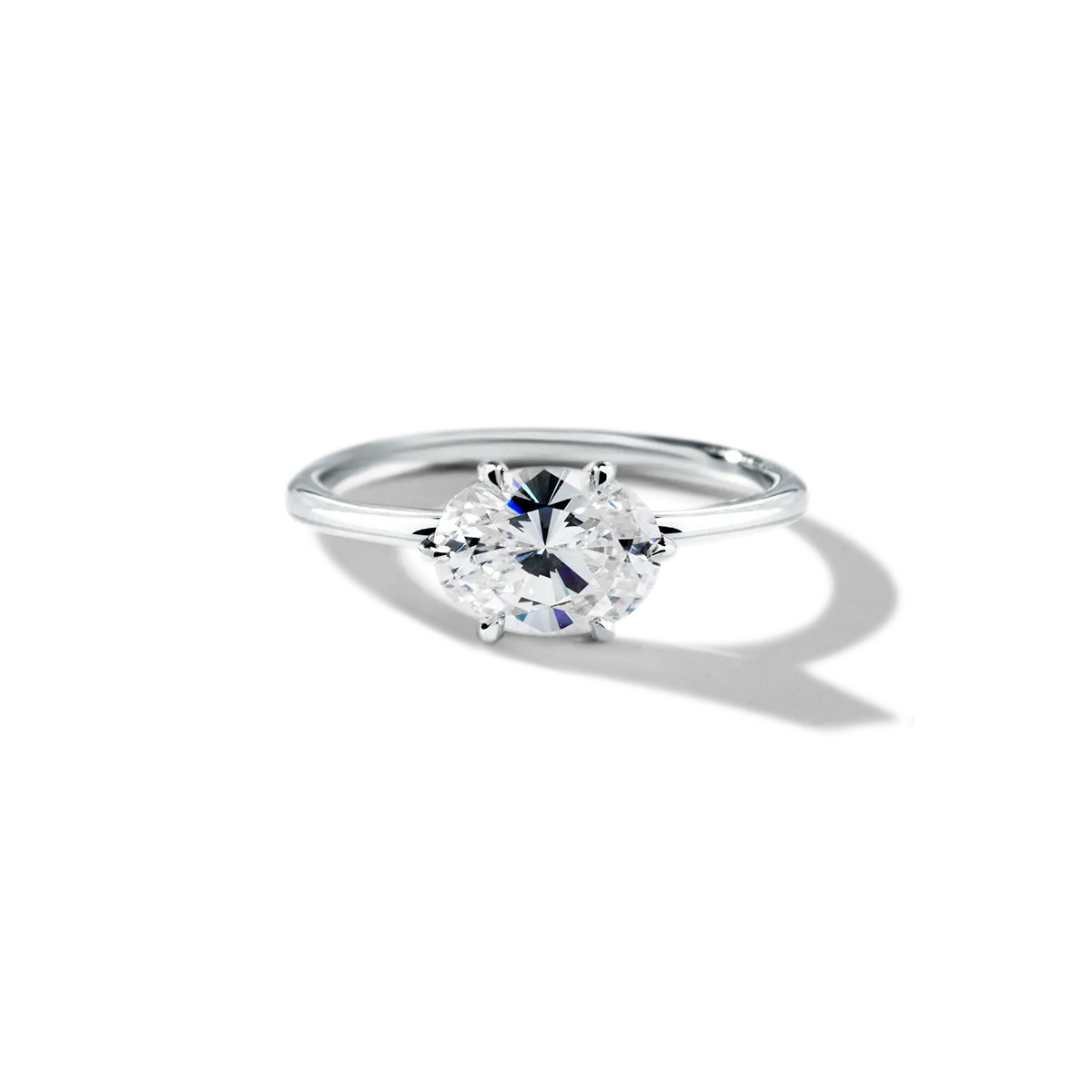 East-West Halo Diamond Engagement Ring