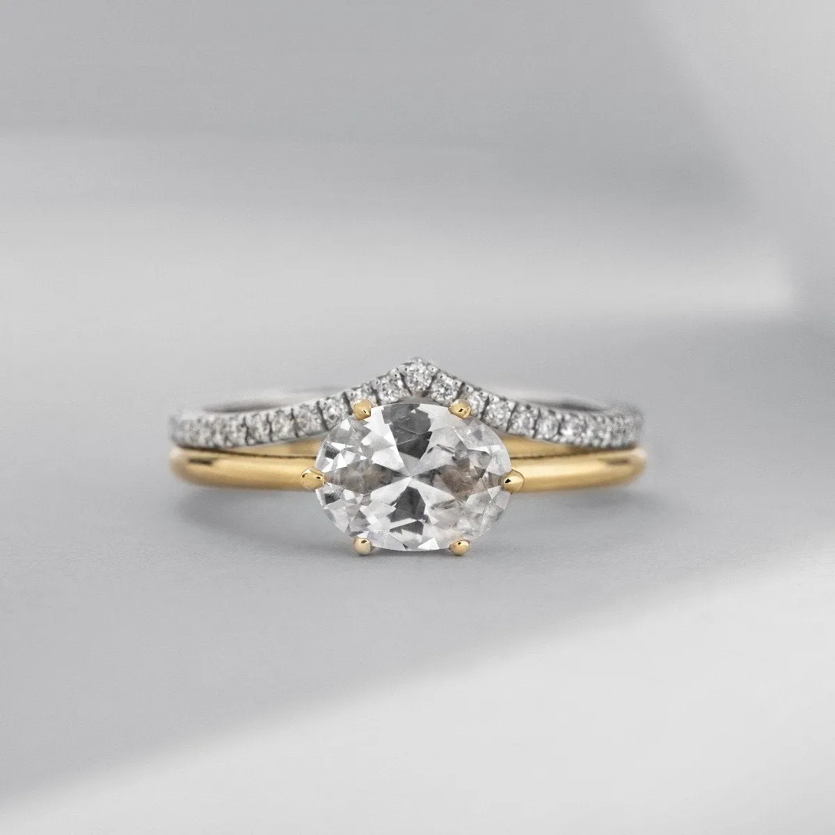 East-West Halo Diamond Engagement Ring