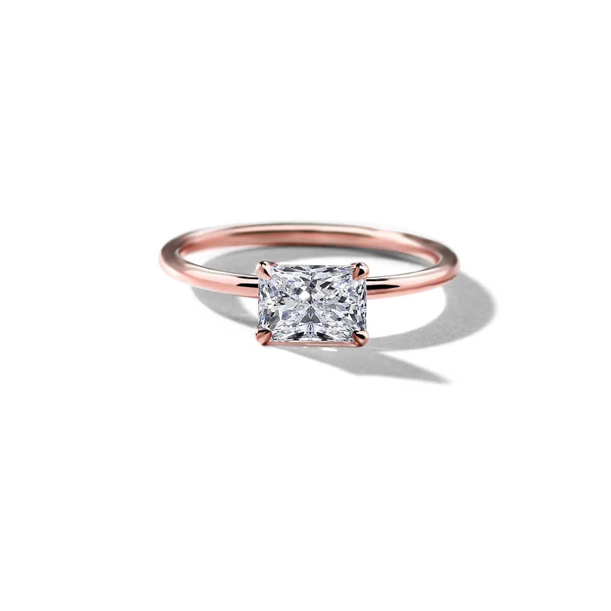 East-West Halo Diamond Engagement Ring